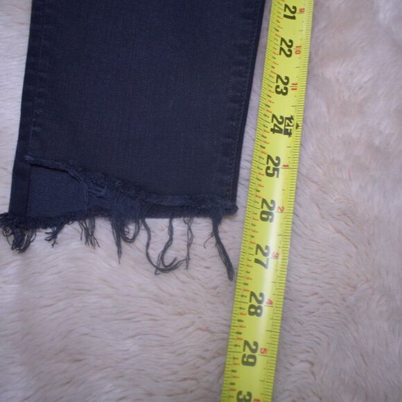 Mother Stunner Ankle Fray Jeans Black Size 29 Distressed Cropped Stretch - Picture 12 of 15